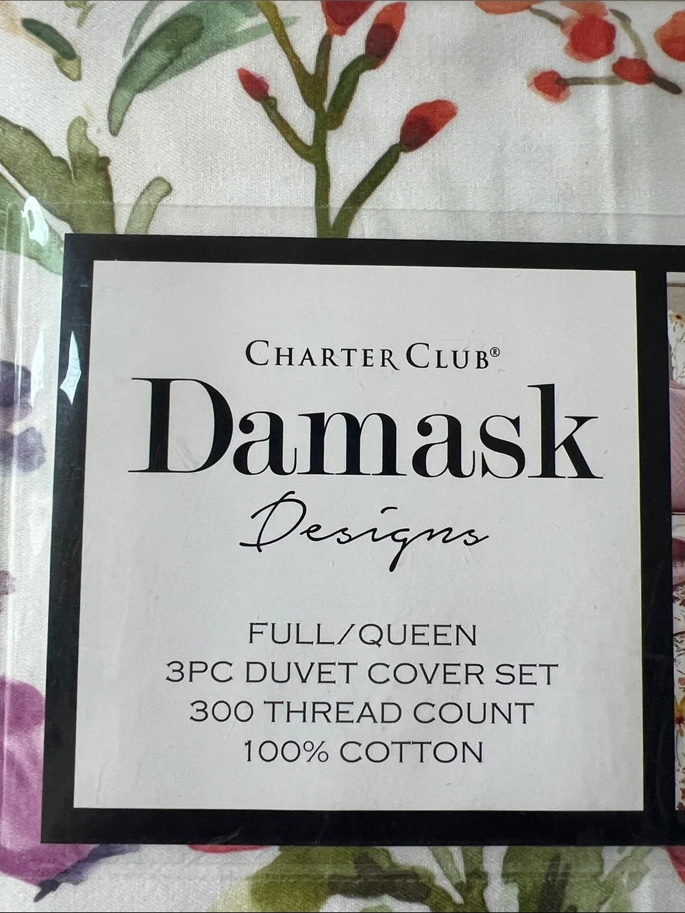 Charter Club Damask Designs Wildflowers Queen Duvet Cover Set